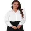 Allegra K Elegant Blouse for Women's Point Collar Long Sleeve Button Up Work Office Shirt X-Small White view 1