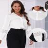 Allegra K Elegant Blouse for Women's Point Collar Long Sleeve Button Up Work Office Shirt X-Small White view 2
