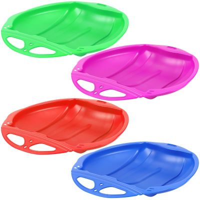 Seenelling Snow Sleds for Kids with Handles Heavy Duty Outdoor Snow Saucer Sled Plastic Disc Beach Downhill, Winter Outdoor Sports(Beetle,4 Colors)