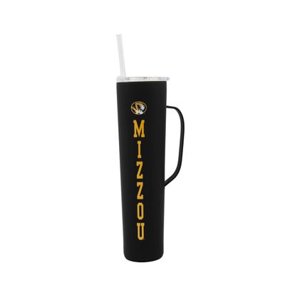 Decorvo NCAA 20 oz. Stainless Steel Tumbler with Handle - Officially Licensed Double Walled Insulated Roadie with Slide Lid and Straw (Missouri - Black)