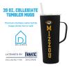 Decorvo NCAA 20 oz. Stainless Steel Tumbler with Handle - Officially Licensed Double Walled Insulated Roadie with Slide Lid and Straw (Missouri - Black) view 3