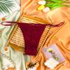 Banamic Women G-String Thongs Underwear Breathable Sexy Underwear Panties Wine Red view 3