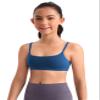 CRZ YOGA Girls Butterluxe Adjustable Spaghetti Strap Sports Bra - Yoga Athletic Casual Scoop Neck Crop Padded Kids Teen French Navy Medium view 1