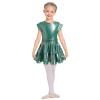 AFAVOM Girls Latin Dance Dress Sparkly Metallic Shiny Ruffle Dress Wet Look Tiered Jazz Costume Toddler Tango Ballroom Music Rave Festival Outfit Party Salsa Cha Cha Pleated Dress Green 5-6 Years view 1