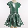AFAVOM Girls Latin Dance Dress Sparkly Metallic Shiny Ruffle Dress Wet Look Tiered Jazz Costume Toddler Tango Ballroom Music Rave Festival Outfit Party Salsa Cha Cha Pleated Dress Green 5-6 Years view 4