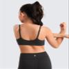 CRZ YOGA Girls Butterluxe Adjustable Spaghetti Strap Sports Bra - Yoga Athletic Casual Scoop Neck Crop Padded Kids Teen Black Medium view 2