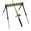 2-Section Telescopic Fishing Rod Holder with 4-Leg Stable Base, 8-Rig Capacity, Portable Zinc Alloy Fishings Rod Stand for Bank Boat Fishing, Lightweight Fishings Gear view 1