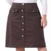 Allegra K Faux Suede Skirt for Women's Button Front High Waist 2024 Fall Knee Length A-Line Skirts Small Dark Brown