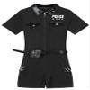 YONGHS Women's Police Officer Uniforms Cop Costume Policewoman Cosplay Costume Jumpsuits with Belt and Purse Black Medium view 3