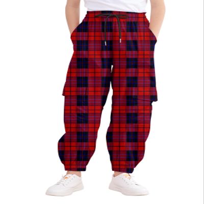 LIFAky Girls Cargo Pants Red Plaid Kids Joggers Causal Loose Fit Elastic Waist Lounge Pants with Pockkets Size 8