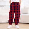 LIFAky Girls Cargo Pants Red Plaid Kids Joggers Causal Loose Fit Elastic Waist Lounge Pants with Pockkets Size 8 view 2