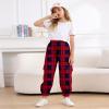 LIFAky Girls Cargo Pants Red Plaid Kids Joggers Causal Loose Fit Elastic Waist Lounge Pants with Pockkets Size 8 view 4