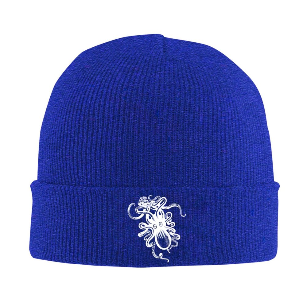 AIZBEGDLU Kraken Rum Octopus Beanie Hat Unisex Knit Hat Ski Stocking Cuffed Cap Blue