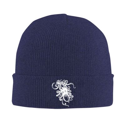 AIZBEGDLU Kraken Rum Octopus Beanie Hat Unisex Knit Hat Ski Stocking Cuffed Cap Navy Blue