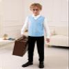 Boys Sweater Vest Kids Solid School Uniform Sleeveless Knit Sweaters Tops 5-14 Years Sky Blue view 3