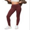 ODODOS Buttery Soft Lounge Yoga Leggings for Women Full Length 28" High Waist Yoga Pants, Burgundy, Small view 1