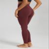 ODODOS Buttery Soft Lounge Yoga Leggings for Women Full Length 28" High Waist Yoga Pants, Burgundy, Small view 3