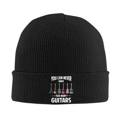 AIZBEGDLU You Can Never Have Too Many Guitars Beanie Hat Unisex Knit Hat Ski Stocking Cuffed Cap Black