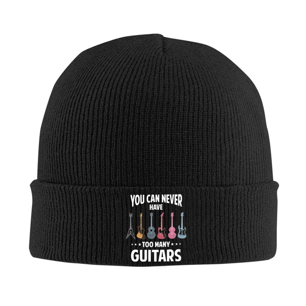 AIZBEGDLU You Can Never Have Too Many Guitars Beanie Hat Unisex Knit Hat Ski Stocking Cuffed Cap Black