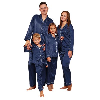 Christmas Pajamas Women, Christmas Pajamas for Family Matching Family Pajamas Couples Silk Satin Shirts Pants Sets Women Men Plus Size Plaid Pjs Adult Thanksgiving Xmas Holiday Jammies Outfits Navy