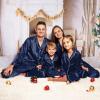Christmas Pajamas Women, Christmas Pajamas for Family Matching Family Pajamas Couples Silk Satin Shirts Pants Sets Women Men Plus Size Plaid Pjs Adult Thanksgiving Xmas Holiday Jammies Outfits Navy view 2