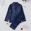 Christmas Pajamas Women, Christmas Pajamas for Family Matching Family Pajamas Couples Silk Satin Shirts Pants Sets Women Men Plus Size Plaid Pjs Adult Thanksgiving Xmas Holiday Jammies Outfits Navy view 3