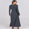 ANRABESS Women's Long Sleeve Maxi Dress 2025 Fall Casual Button Fit & Flare A-Line Swing Flowy Long Dresses Trendy Outfits Dark Gray Large view 3