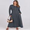 ANRABESS Women's Long Sleeve Maxi Dress 2025 Fall Casual Button Fit & Flare A-Line Swing Flowy Long Dresses Trendy Outfits Dark Gray Large view 4