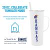 Decorvo NCAA 20 oz. Stainless Steel Tumbler with Handle - Officially Licensed Double Walled Insulated Roadie with Slide Lid and Straw (Kansas text - White) view 3