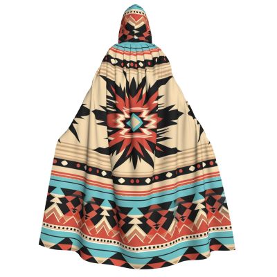 FJRFGbkJKN Hooded Cloak Unisex Adults Hooded Cape Halloween Hooded Robe Native American Patterns Halloween Cloak for Men Women