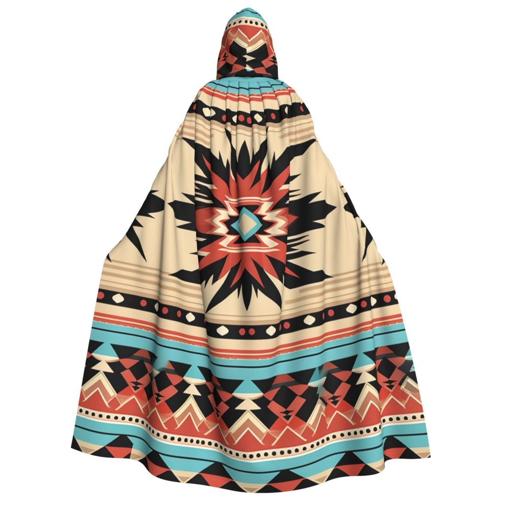 FJRFGbkJKN Hooded Cloak Unisex Adults Hooded Cape Halloween Hooded Robe Native American Patterns Halloween Cloak for Men Women