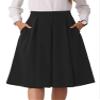 Allegra K High Waist A-Line Midi Skirt for Women's Flare Pleated Knee Length Skirt with Pocket X-Small Black view 1