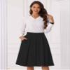 Allegra K High Waist A-Line Midi Skirt for Women's Flare Pleated Knee Length Skirt with Pocket X-Small Black view 3