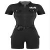 YONGHS Women's Police Officer Uniforms Cop Costume Policewoman Cosplay Costume Jumpsuits with Belt and Purse Black XX-Large view 1