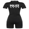 YONGHS Women's Police Officer Uniforms Cop Costume Policewoman Cosplay Costume Jumpsuits with Belt and Purse Black XX-Large view 2