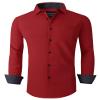 Alex Vando Dress Shirts for Men Long Sleeve 4-Way Stretch Wrinkle Free Button Down Performance Mens Shirt,Red,3XL view 1