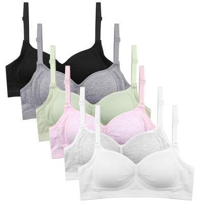 Nubofy Girls Training Bra Teen Kids Sports Bras 8-10 10-12 12-14 14-16 Lightly Padded Adjustable Straps