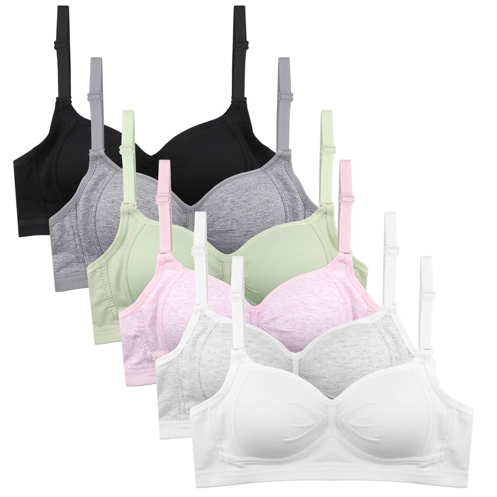 Nubofy Girls Training Bra Teen Kids Sports Bras 8-10 10-12 12-14 14-16 Lightly Padded Adjustable Straps