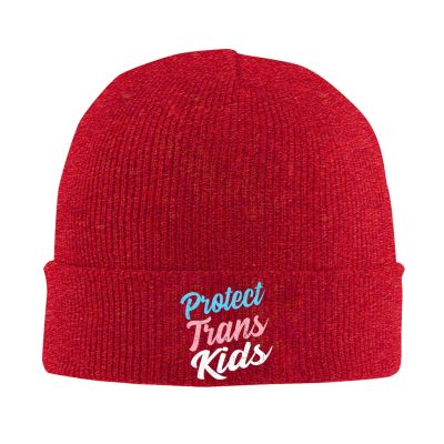 AIZBEGDLU Protect Trans Kids Beanie Hat Unisex Knit Hat Ski Stocking Cuffed Cap Red