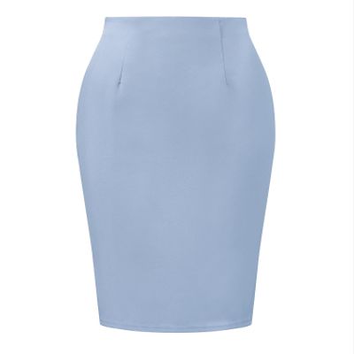 Allegra K Wear to Work Pencil Skirts for Women's Business Knee Length High Waist Bodycon Suit Skirt Medium Grey Blue