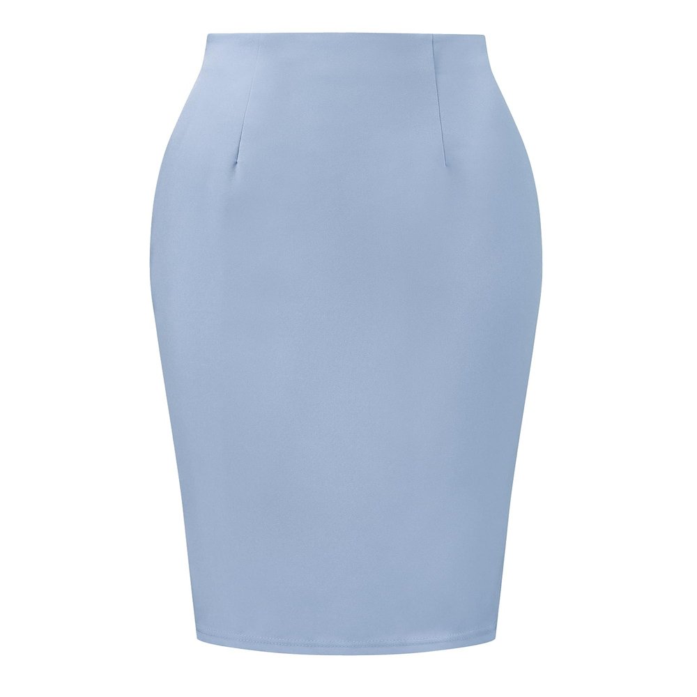 Allegra K Wear to Work Pencil Skirts for Women's Business Knee Length High Waist Bodycon Suit Skirt Medium Grey Blue