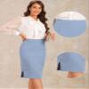 Allegra K Wear to Work Pencil Skirts for Women's Business Knee Length High Waist Bodycon Suit Skirt Medium Grey Blue view 2