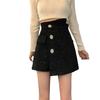 UIOKLMJH Women Buttons Casual Tweed A-Line Shorts Office Elegant Irregular High Waist Pants Black XL view 1