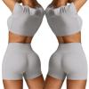 LAITEGOG Two Pieces Women's Solid Backless Tracksuit Set Women Workout Seamless Long Sleeve Yoga Set Workout Sets for Women view 1