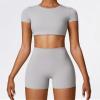 LAITEGOG Two Pieces Women's Solid Backless Tracksuit Set Women Workout Seamless Long Sleeve Yoga Set Workout Sets for Women view 2