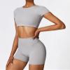 LAITEGOG Two Pieces Women's Solid Backless Tracksuit Set Women Workout Seamless Long Sleeve Yoga Set Workout Sets for Women view 3