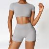 LAITEGOG Two Pieces Women's Solid Backless Tracksuit Set Women Workout Seamless Long Sleeve Yoga Set Workout Sets for Women view 4