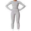 LAITEGOG Two Pieces Women's Solid Backless Tracksuit Set Women Workout Seamless Long Sleeve Yoga Set Workout Sets for Women view 1