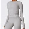 LAITEGOG Two Pieces Women's Solid Backless Tracksuit Set Women Workout Seamless Long Sleeve Yoga Set Workout Sets for Women view 2