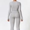 LAITEGOG Two Pieces Women's Solid Backless Tracksuit Set Women Workout Seamless Long Sleeve Yoga Set Workout Sets for Women view 4